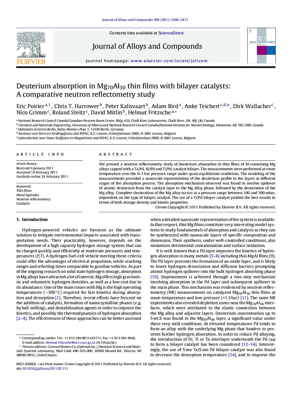 Deuterium absorption in Mg70Al30 thin films with bilayer catalysts: A comparative neutron reflectometry study