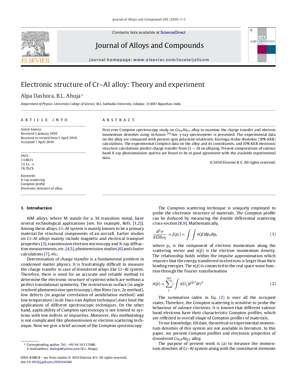 Electronic structure of Cr–Al alloy: Theory and experiment