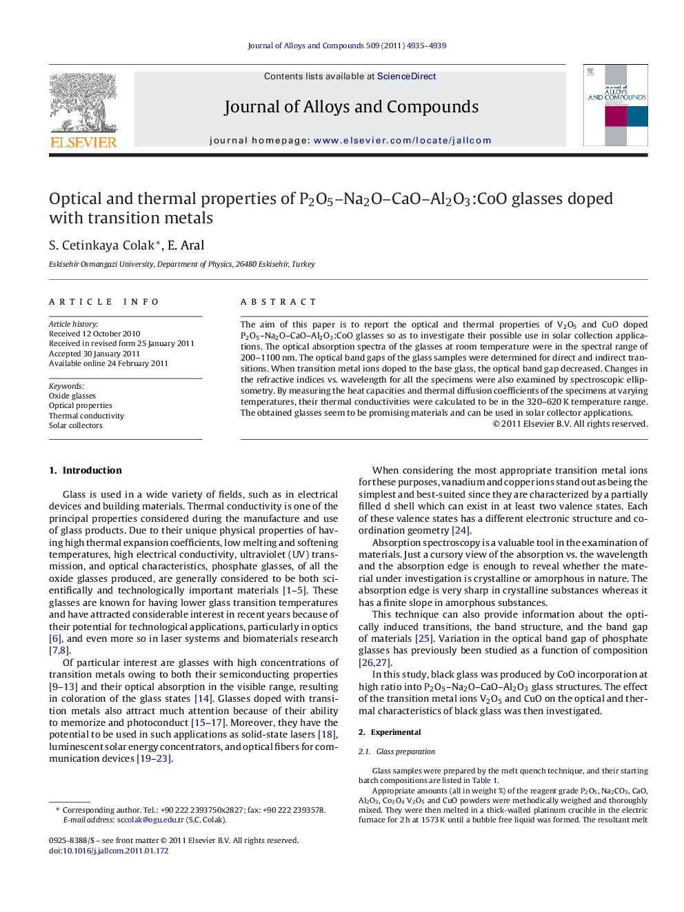 Optical and thermal properties of P2O5–Na2O–CaO–Al2O3:CoO glasses doped with transition metals