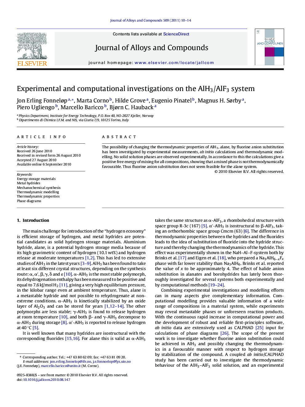 Experimental and computational investigations on the AlH3/AlF3 system