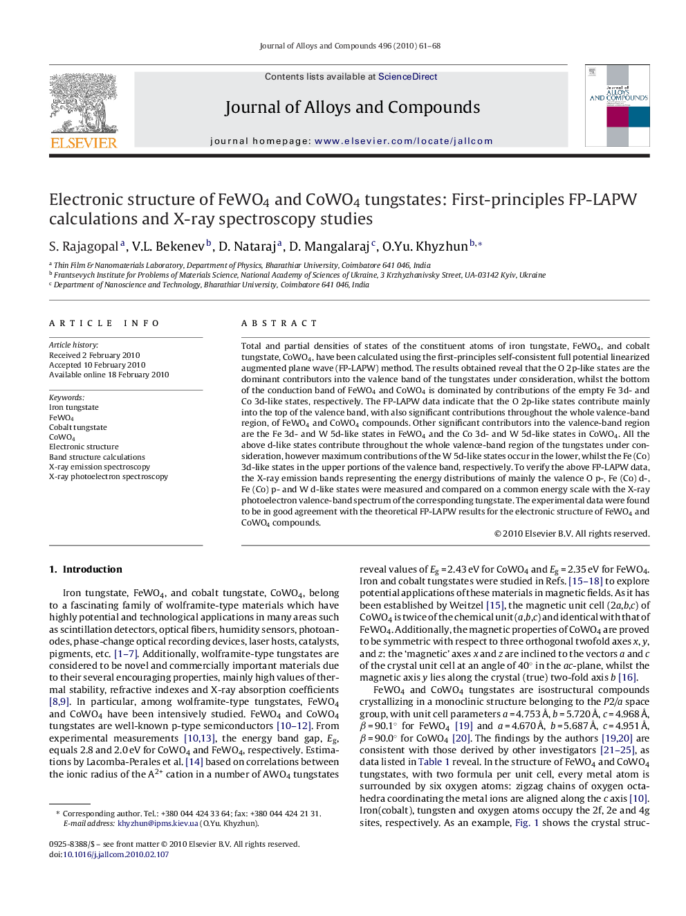 Electronic structure of FeWO4 and CoWO4 tungstates: First-principles FP-LAPW calculations and X-ray spectroscopy studies