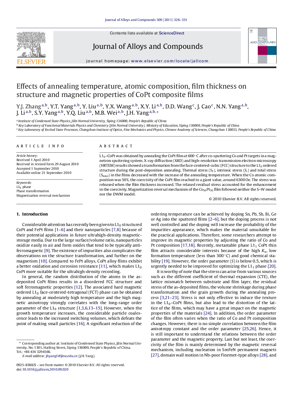 Effects of annealing temperature, atomic composition, film thickness on structure and magnetic properties of CoPt composite films