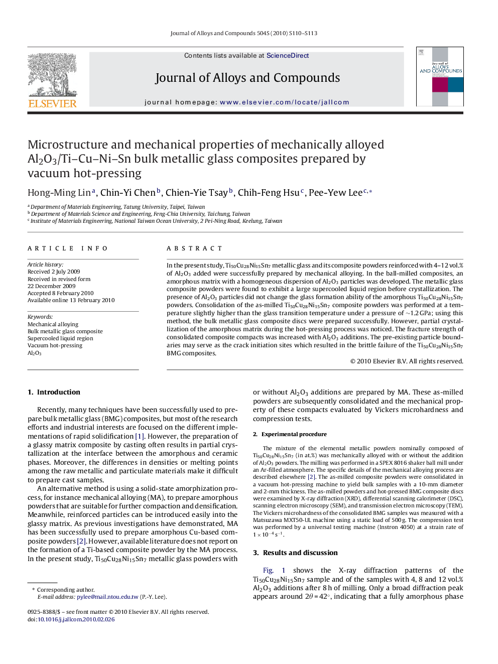 Microstructure and mechanical properties of mechanically alloyed Al2O3/Ti-Cu-Ni-Sn bulk metallic glass composites prepared by vacuum hot-pressing