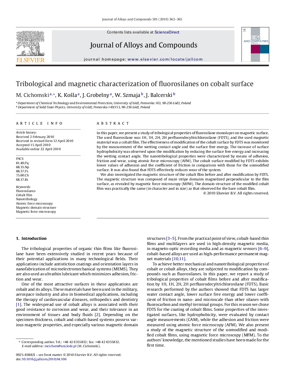 Tribological and magnetic characterization of fluorosilanes on cobalt surface