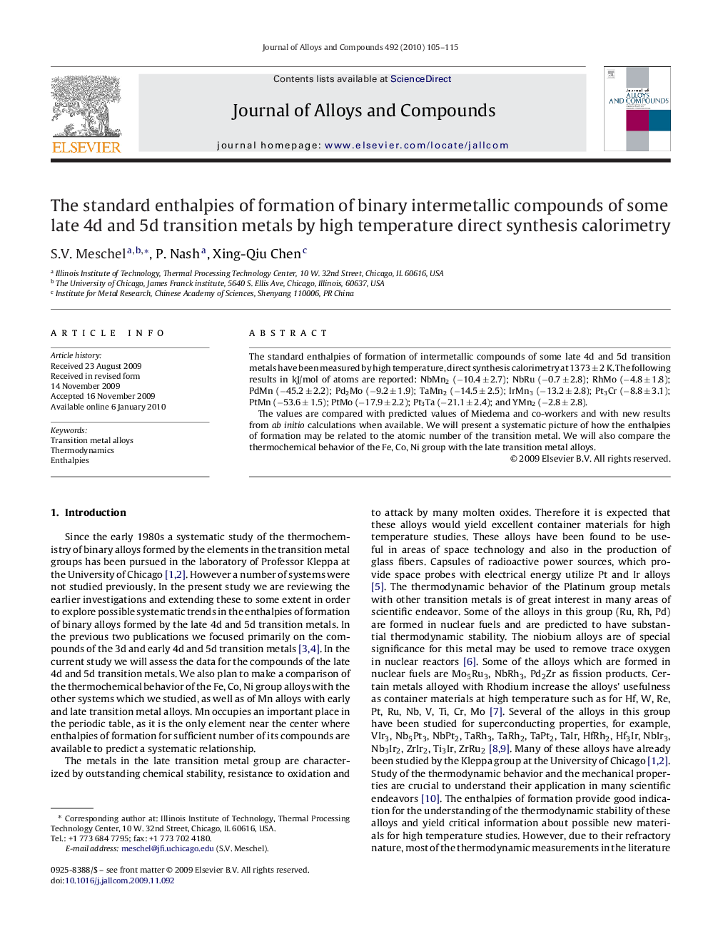 The standard enthalpies of formation of binary intermetallic compounds of some late 4d and 5d transition metals by high temperature direct synthesis calorimetry