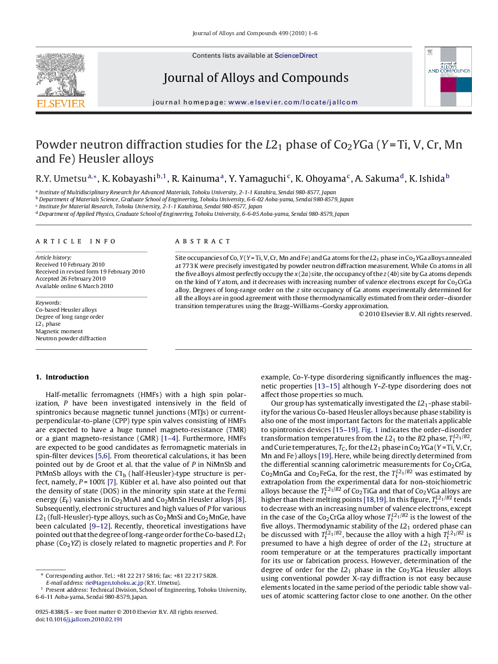 Powder neutron diffraction studies for the L21 phase of Co2YGa (YÂ =Â Ti, V, Cr, Mn and Fe) Heusler alloys