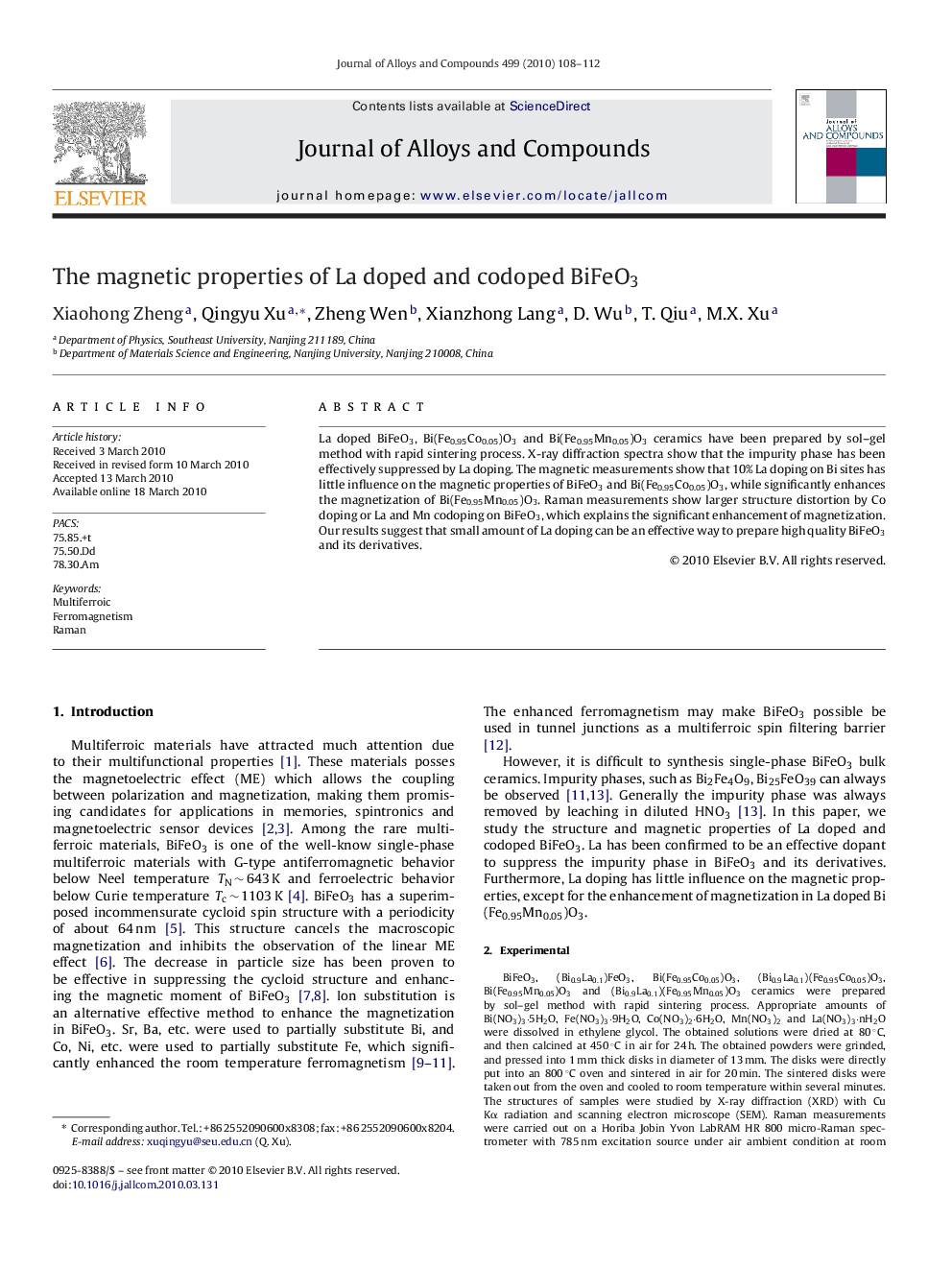 The magnetic properties of La doped and codoped BiFeO3