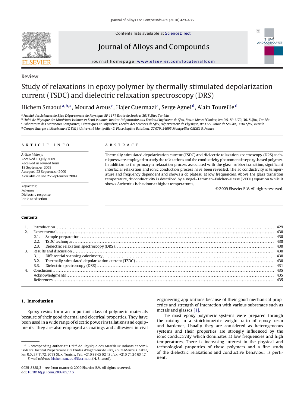 Study of relaxations in epoxy polymer by thermally stimulated depolarization current (TSDC) and dielectric relaxation spectroscopy (DRS)