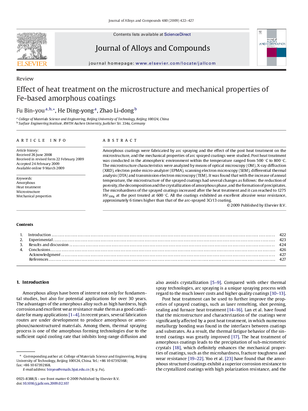 Effect of heat treatment on the microstructure and mechanical properties of Fe-based amorphous coatings