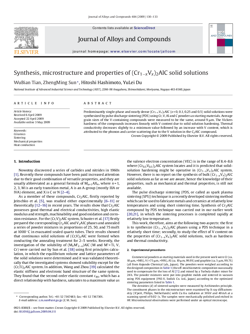 Synthesis, microstructure and properties of (Cr1−xVx)2AlC solid solutions
