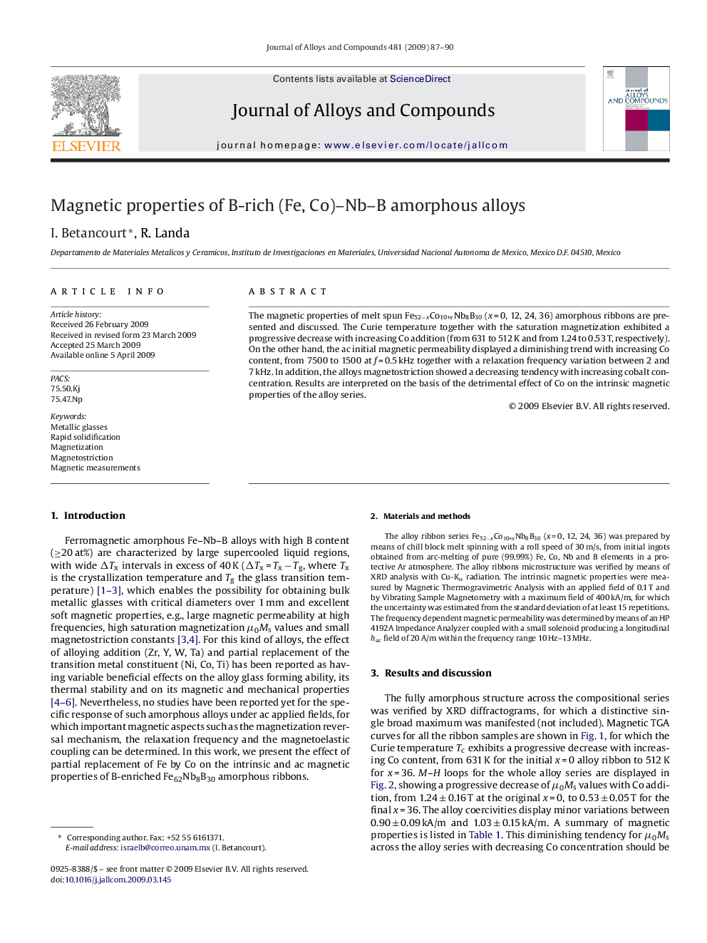 Magnetic properties of B-rich (Fe, Co)–Nb–B amorphous alloys