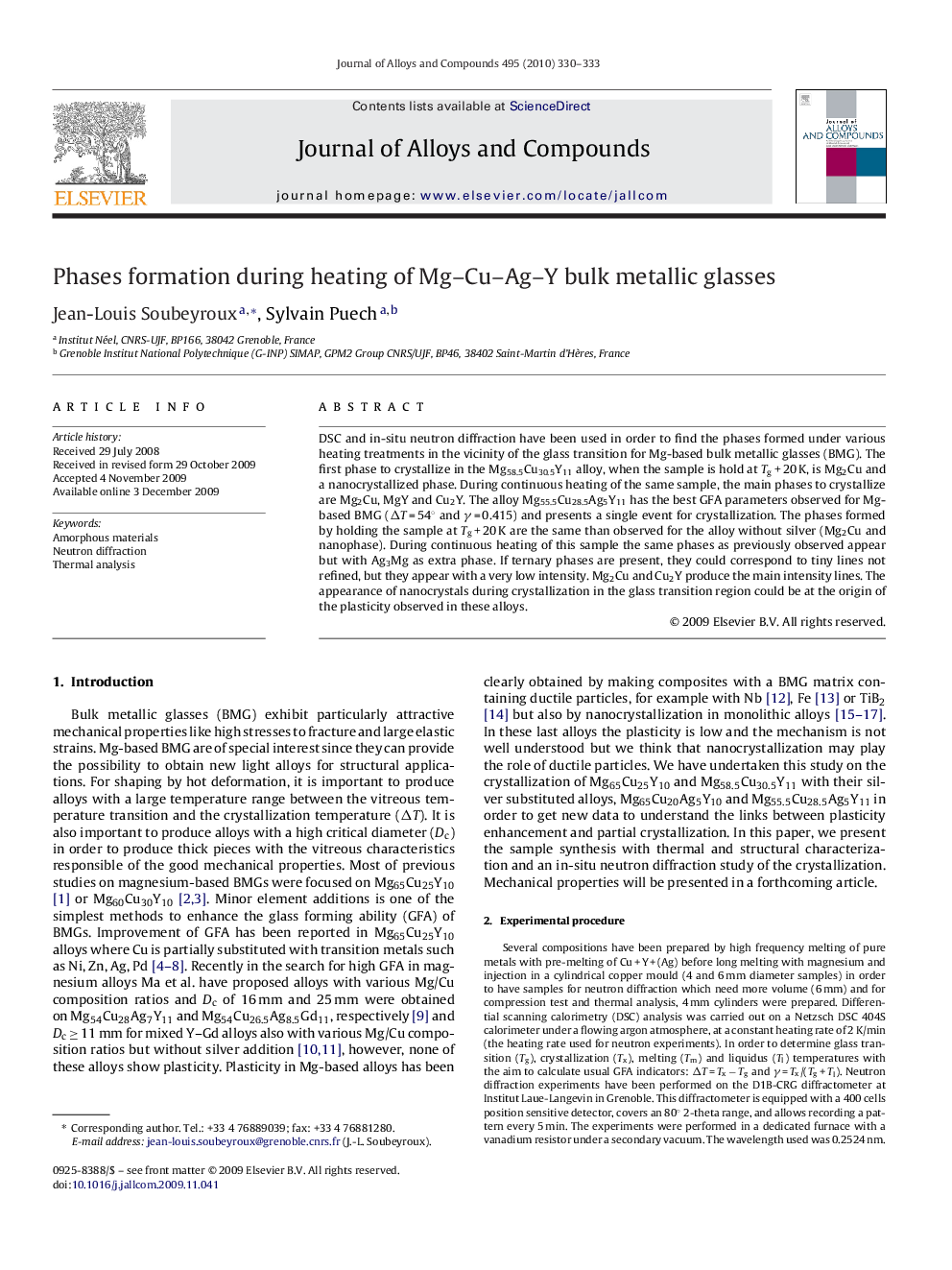 Phases formation during heating of Mg–Cu–Ag–Y bulk metallic glasses