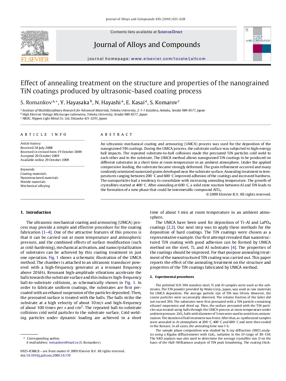 Effect of annealing treatment on the structure and properties of the nanograined TiN coatings produced by ultrasonic-based coating process