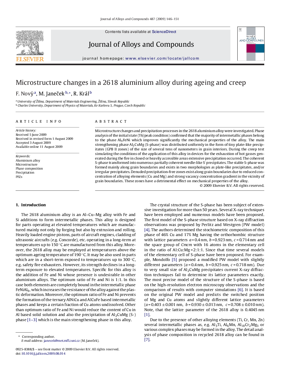 Microstructure changes in a 2618 aluminium alloy during ageing and creep