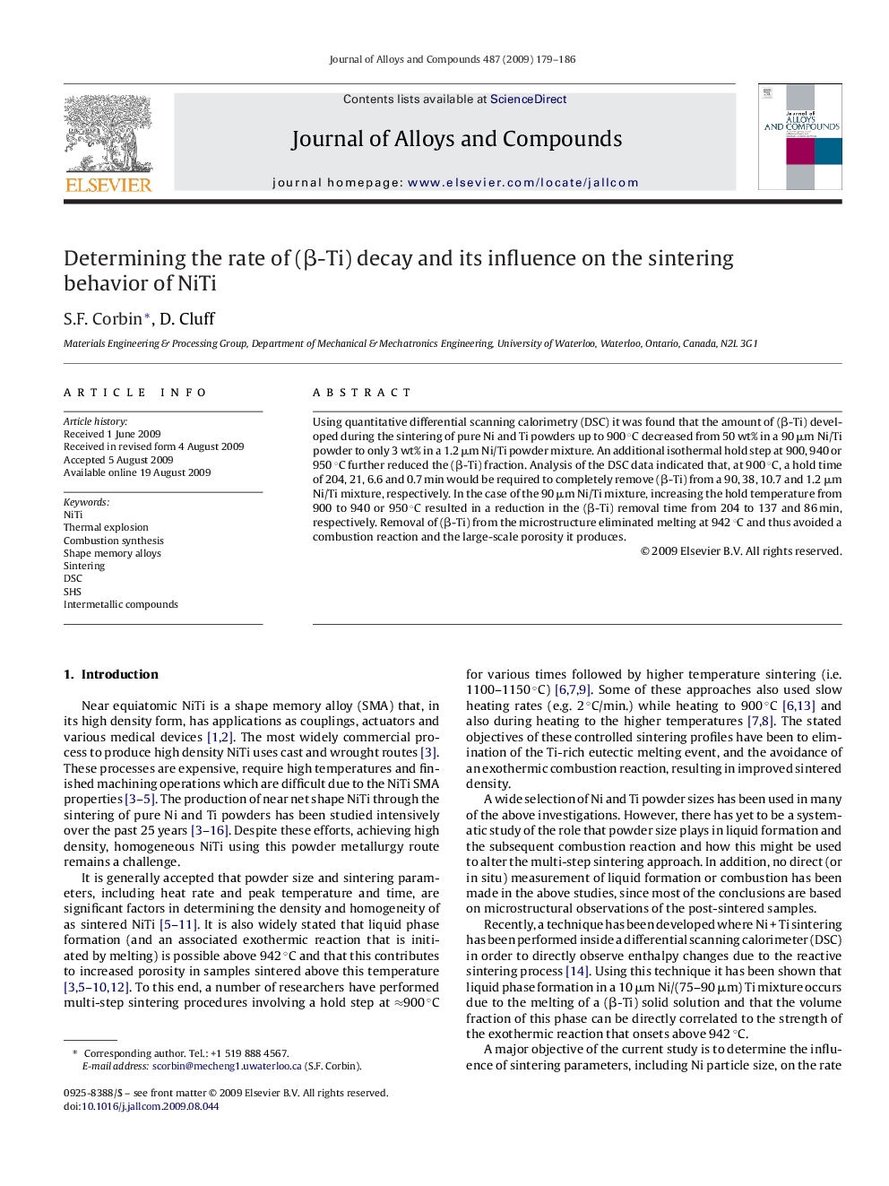 Determining the rate of (β-Ti) decay and its influence on the sintering behavior of NiTi