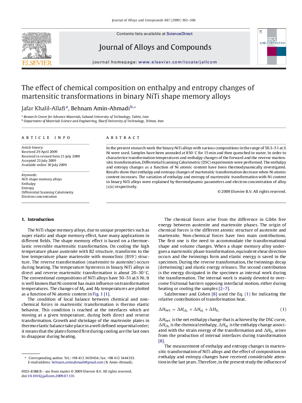 The effect of chemical composition on enthalpy and entropy changes of martensitic transformations in binary NiTi shape memory alloys