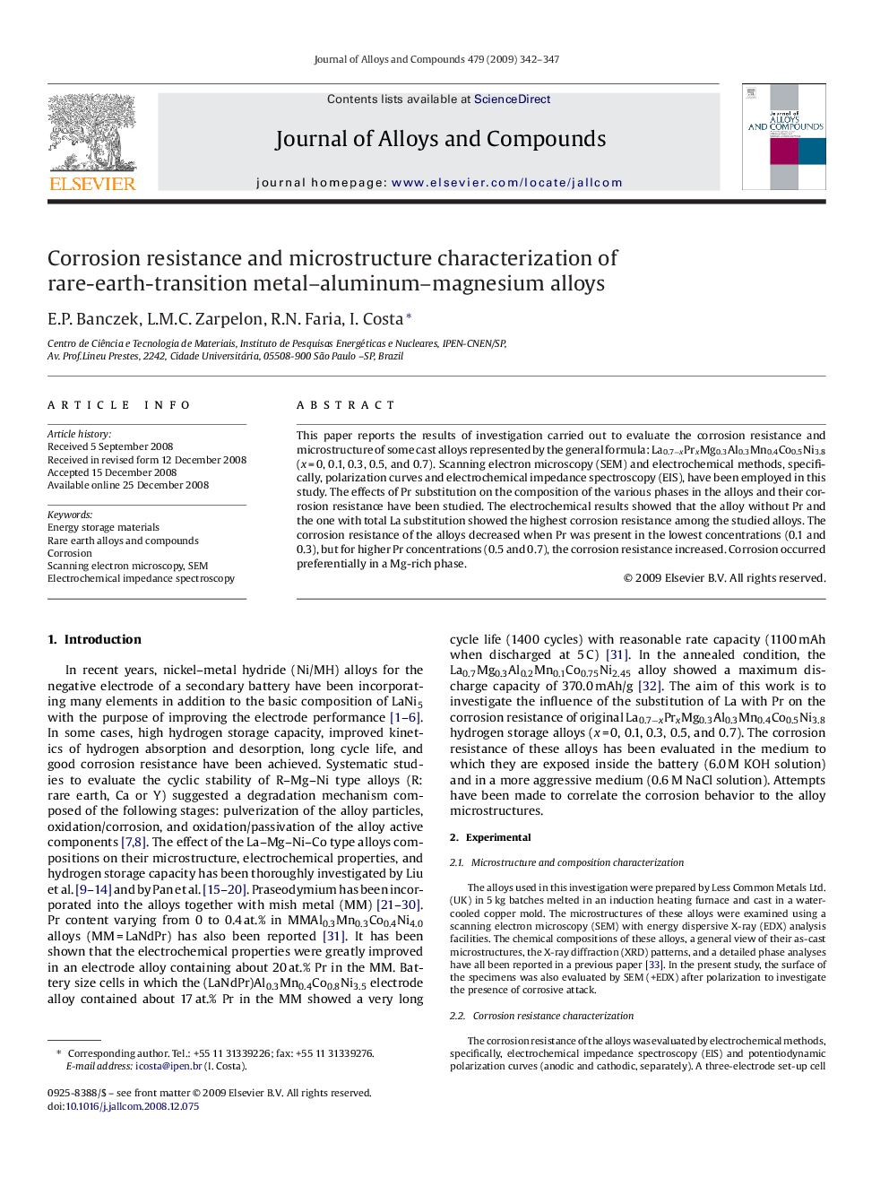 Corrosion resistance and microstructure characterization of rare-earth-transition metal–aluminum–magnesium alloys