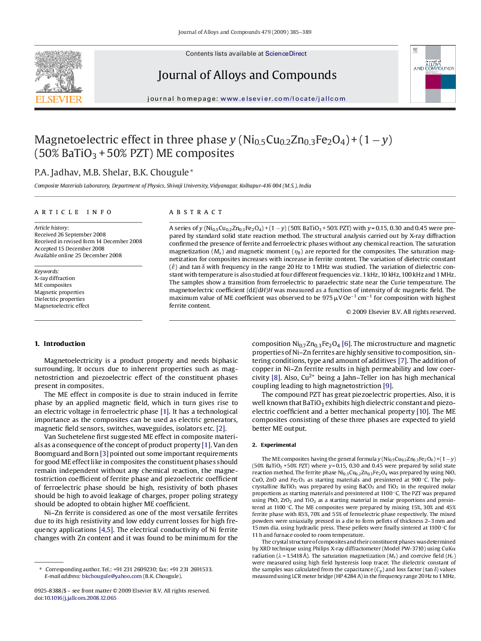 Magnetoelectric effect in three phase y (Ni0.5Cu0.2Zn0.3Fe2O4) + (1 − y) (50% BaTiO3 + 50% PZT) ME composites