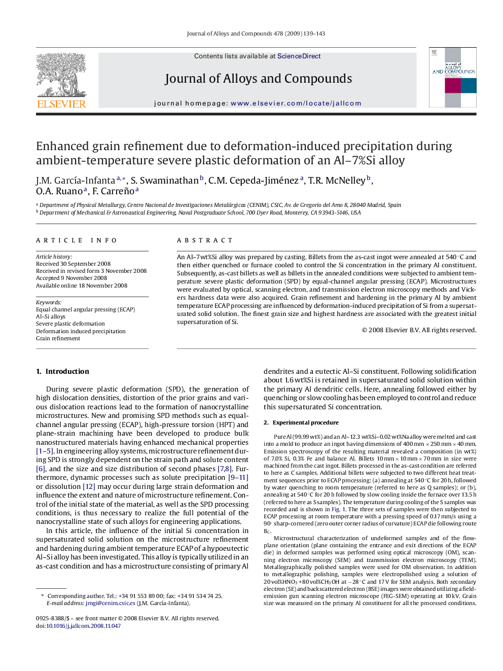 Enhanced grain refinement due to deformation-induced precipitation during ambient-temperature severe plastic deformation of an Al–7%Si alloy