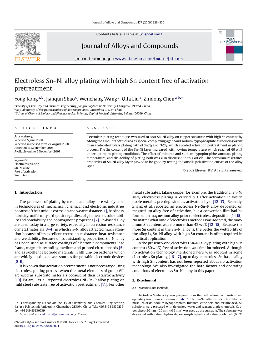 Electroless Sn–Ni alloy plating with high Sn content free of activation pretreatment