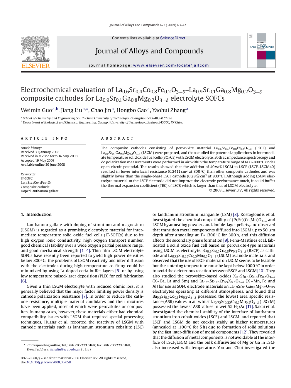 Electrochemical evaluation of La0.6Sr0.4Co0.8Fe0.2O3−δ–La0.9Sr0.1Ga0.8Mg0.2O3−δ composite cathodes for La0.9Sr0.1Ga0.8Mg0.2O3−δ electrolyte SOFCs