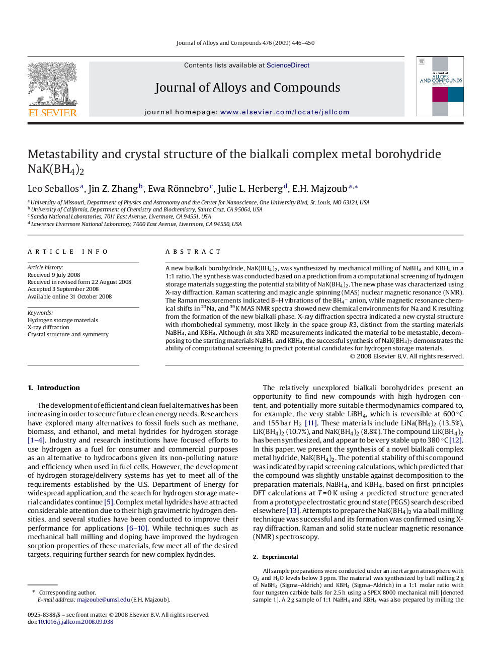 Metastability and crystal structure of the bialkali complex metal borohydride NaK(BH4)2