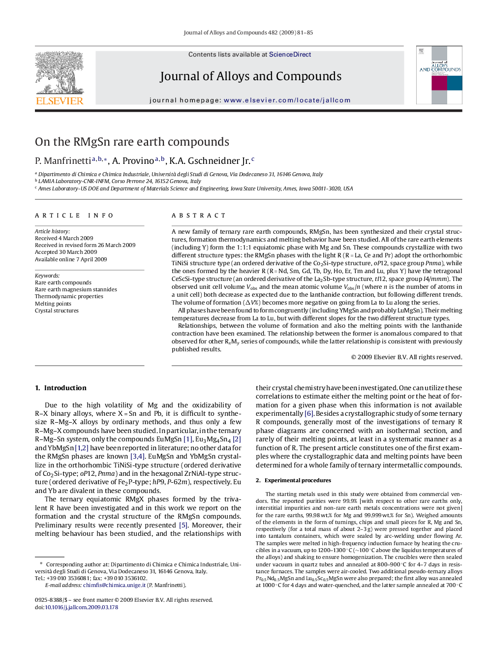 On the RMgSn rare earth compounds