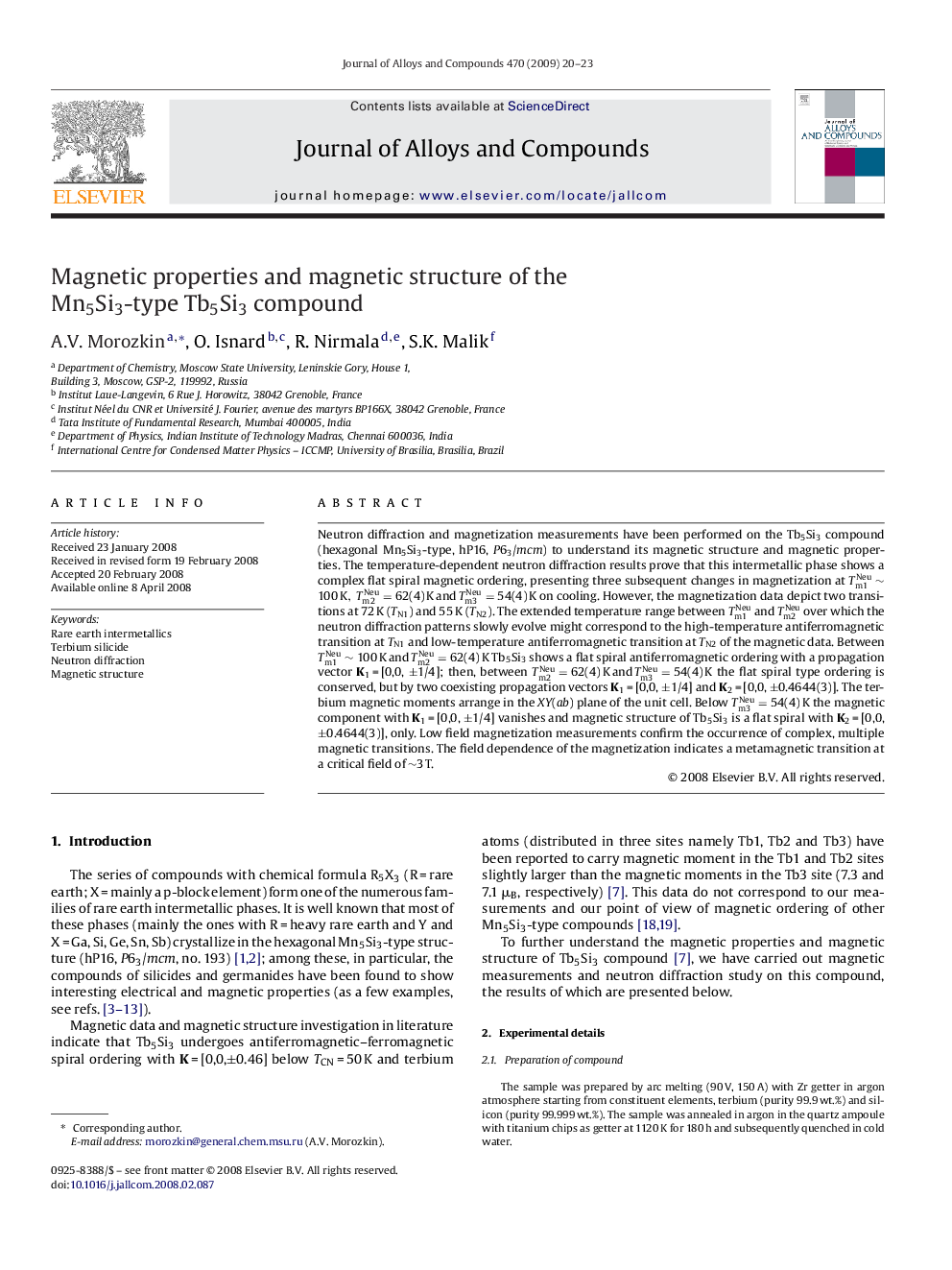 Magnetic properties and magnetic structure of the Mn5Si3-type Tb5Si3 compound