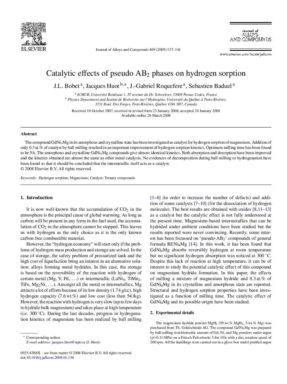 Catalytic effects of pseudo AB2 phases on hydrogen sorption