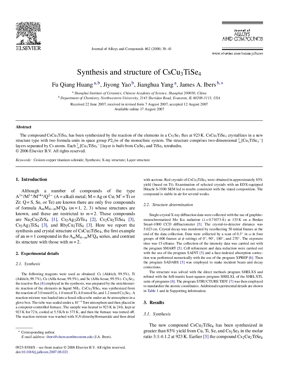 Synthesis and structure of CsCu3TiSe4