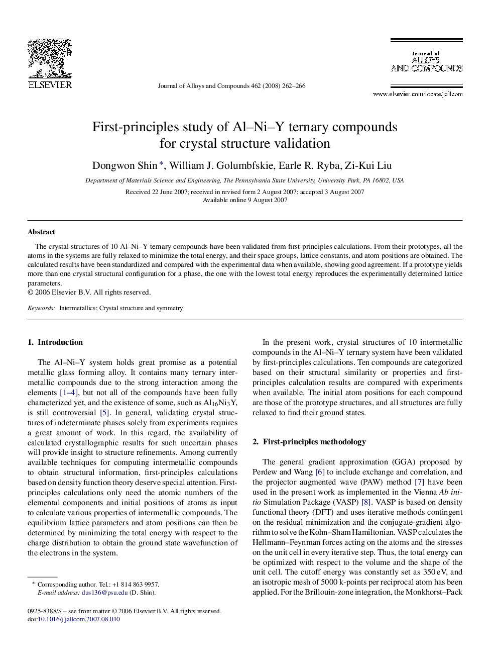 First-principles study of Al-Ni-Y ternary compounds for crystal structure validation