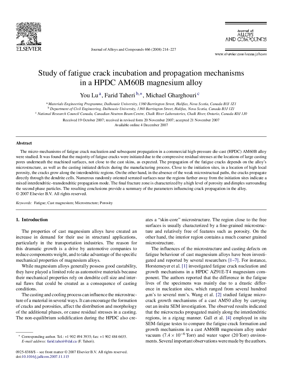 Study of fatigue crack incubation and propagation mechanisms in a HPDC AM60B magnesium alloy