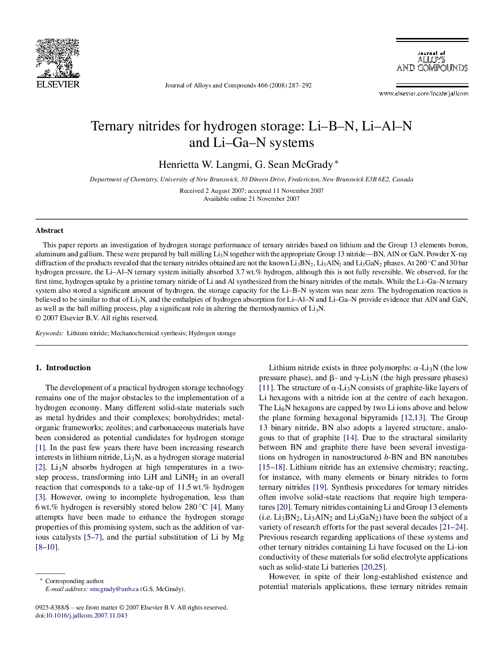 Ternary nitrides for hydrogen storage: Li–B–N, Li–Al–N and Li–Ga–N systems
