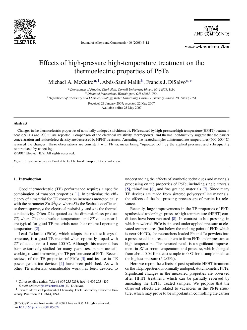 Effects of high-pressure high-temperature treatment on the thermoelectric properties of PbTe