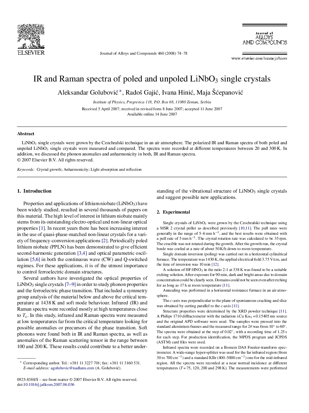 IR and Raman spectra of poled and unpoled LiNbO3 single crystals