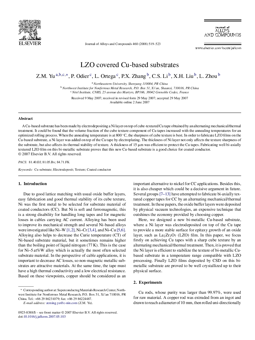 LZO covered Cu-based substrates