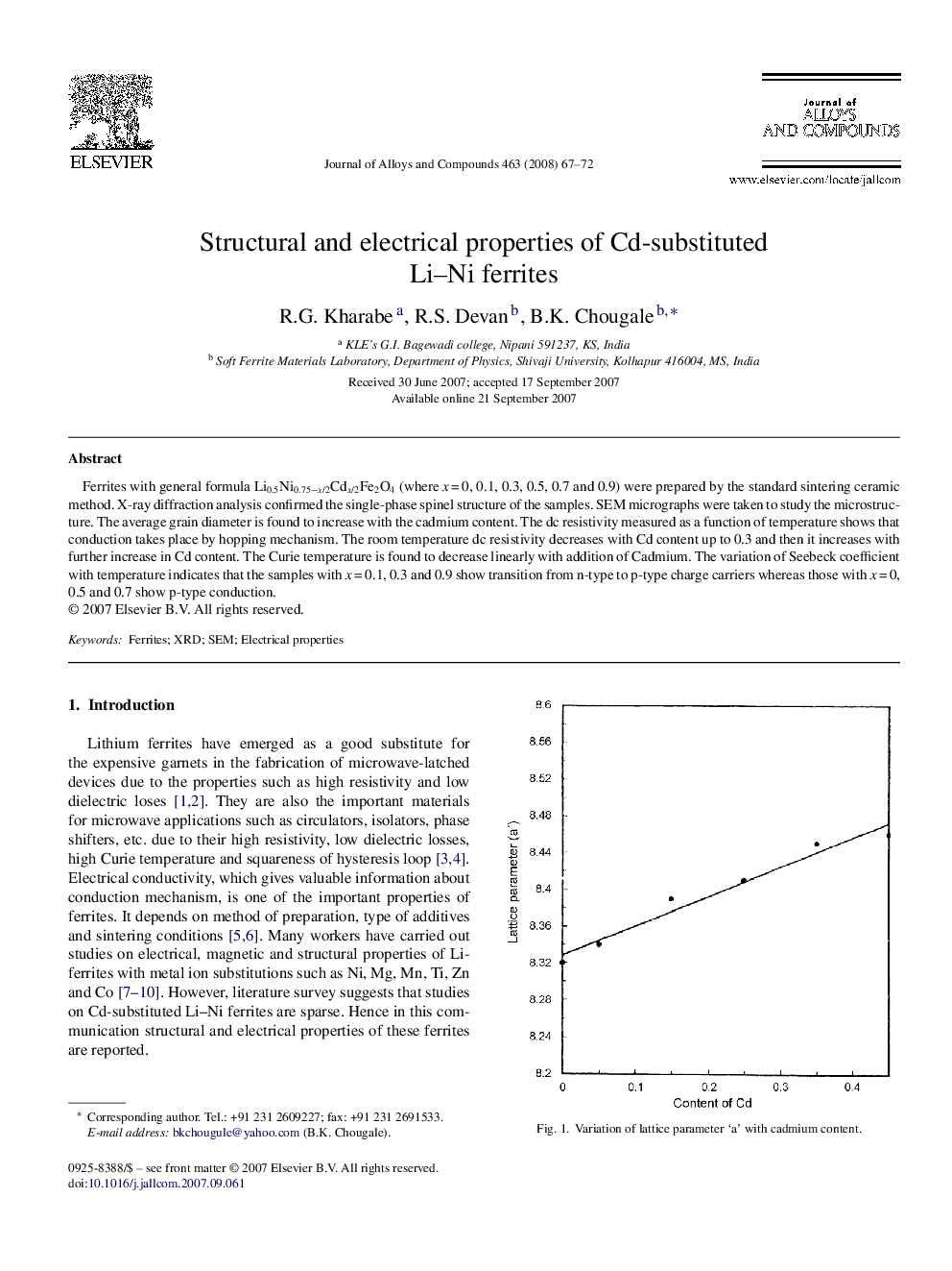 Structural and electrical properties of Cd-substituted Li–Ni ferrites