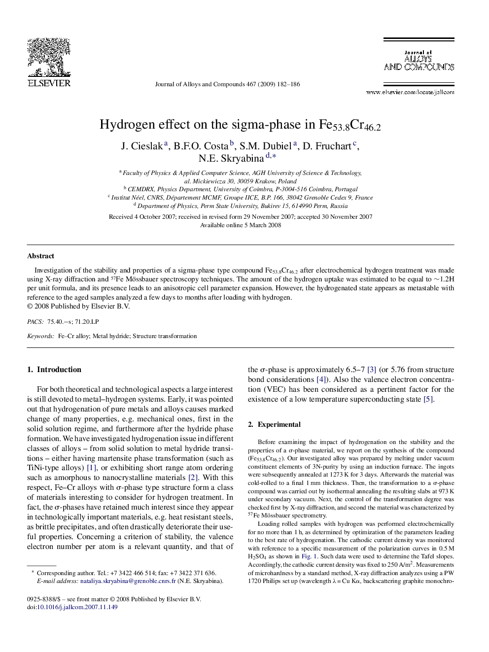 Hydrogen effect on the sigma-phase in Fe53.8Cr46.2