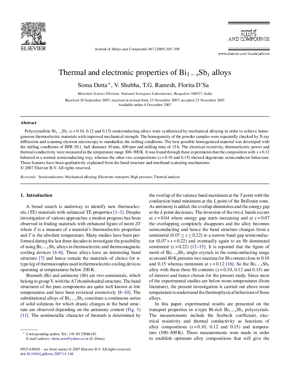 Thermal and electronic properties of Bi1 − xSbx alloys