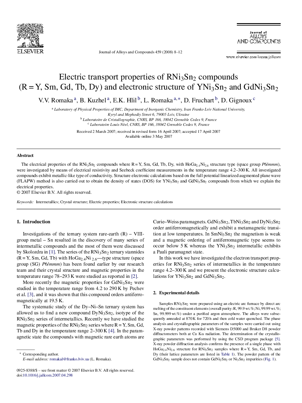 Electric transport properties of RNi3Sn2 compounds (R = Y, Sm, Gd, Tb, Dy) and electronic structure of YNi3Sn2 and GdNi3Sn2