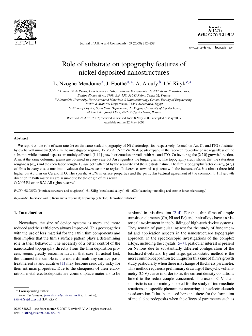 Role of substrate on topography features of nickel deposited nanostructures