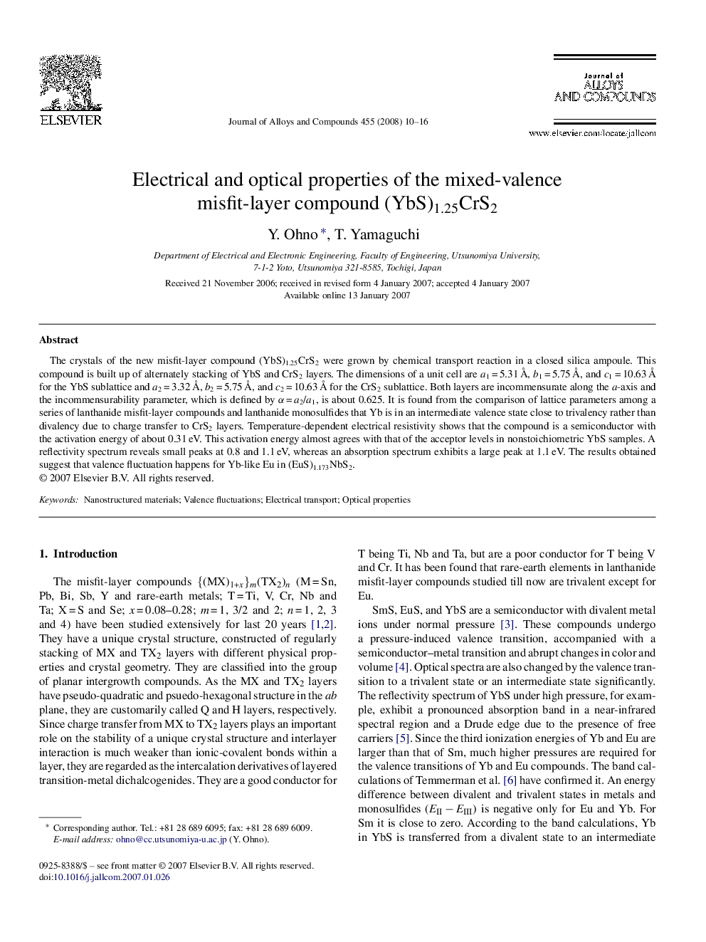 Electrical and optical properties of the mixed-valence misfit-layer compound (YbS)1.25CrS2