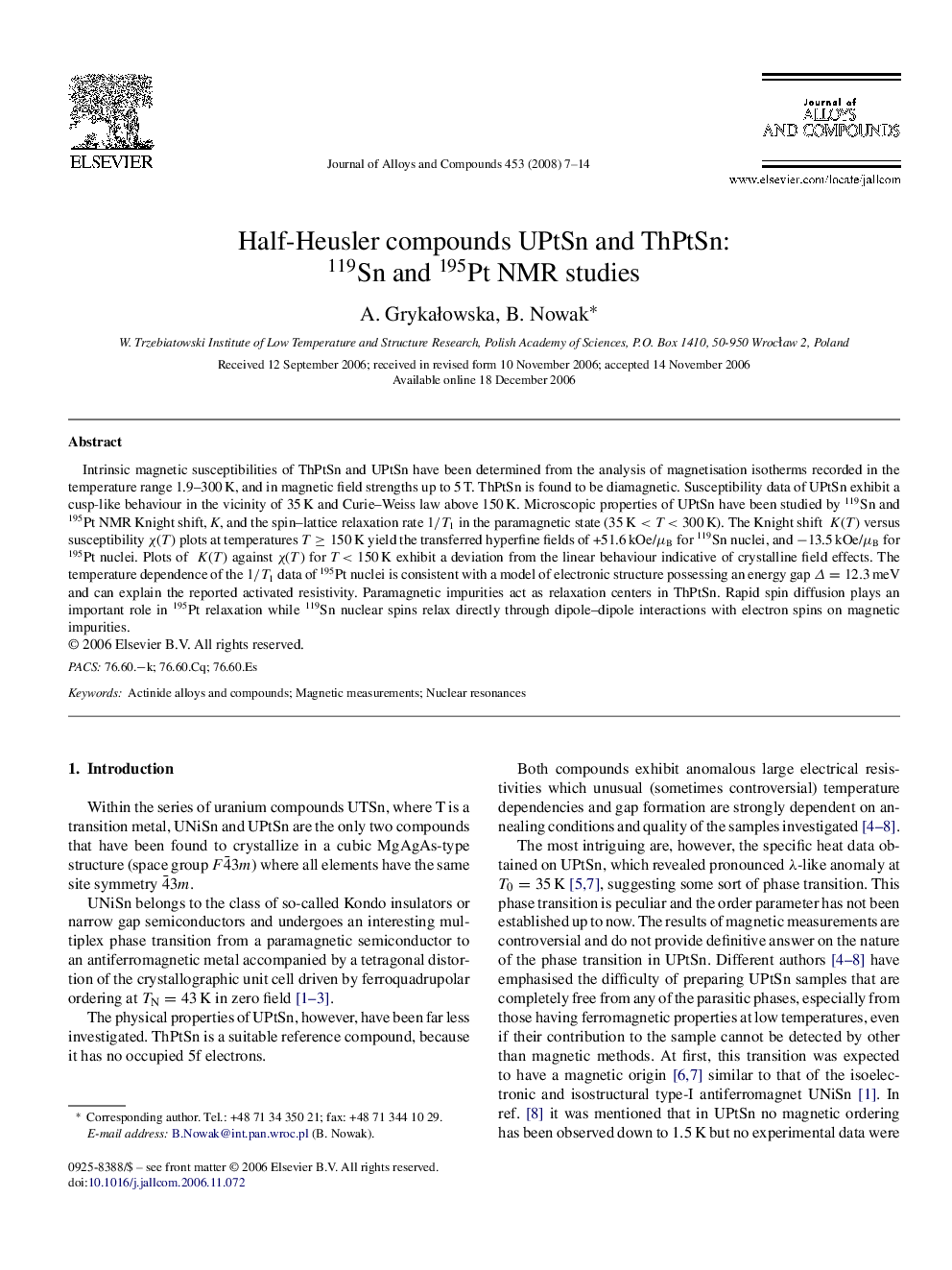 Half-Heusler compounds UPtSn and ThPtSn: Sn119 and Pt195 NMR studies