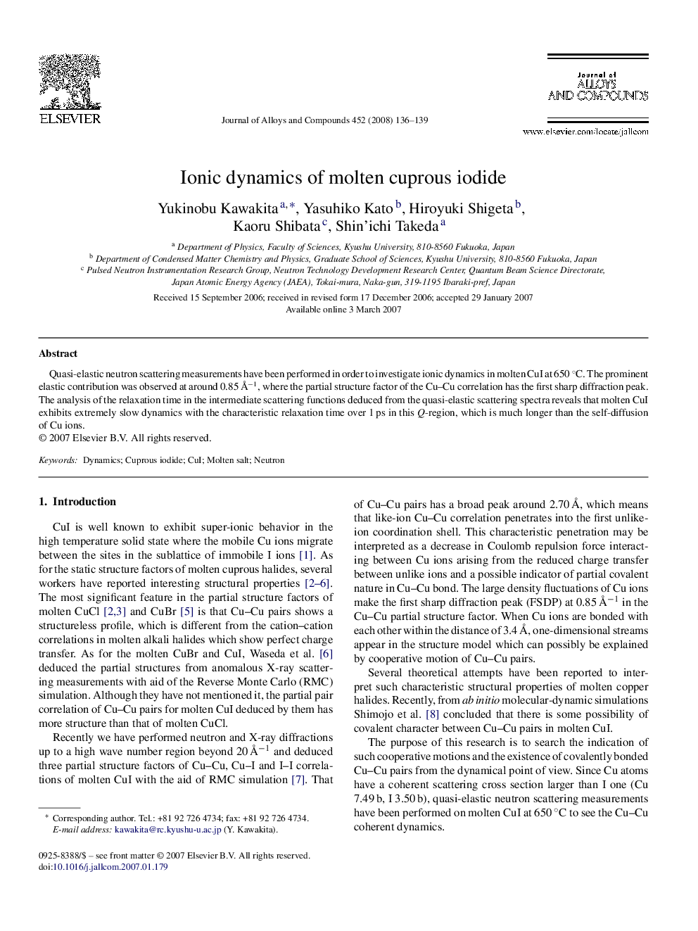 Ionic dynamics of molten cuprous iodide