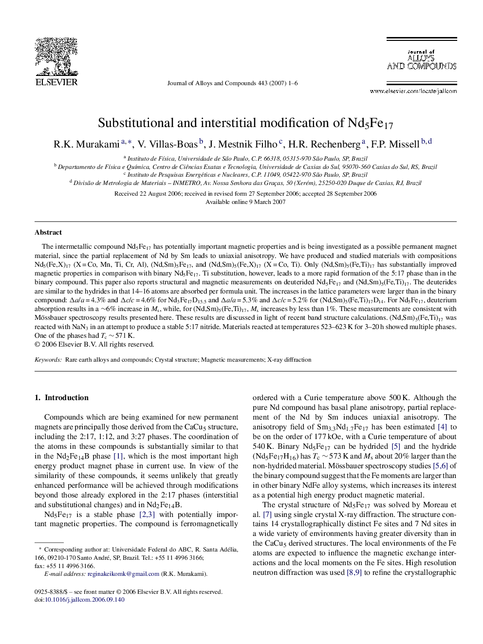 Substitutional and interstitial modification of Nd5Fe17