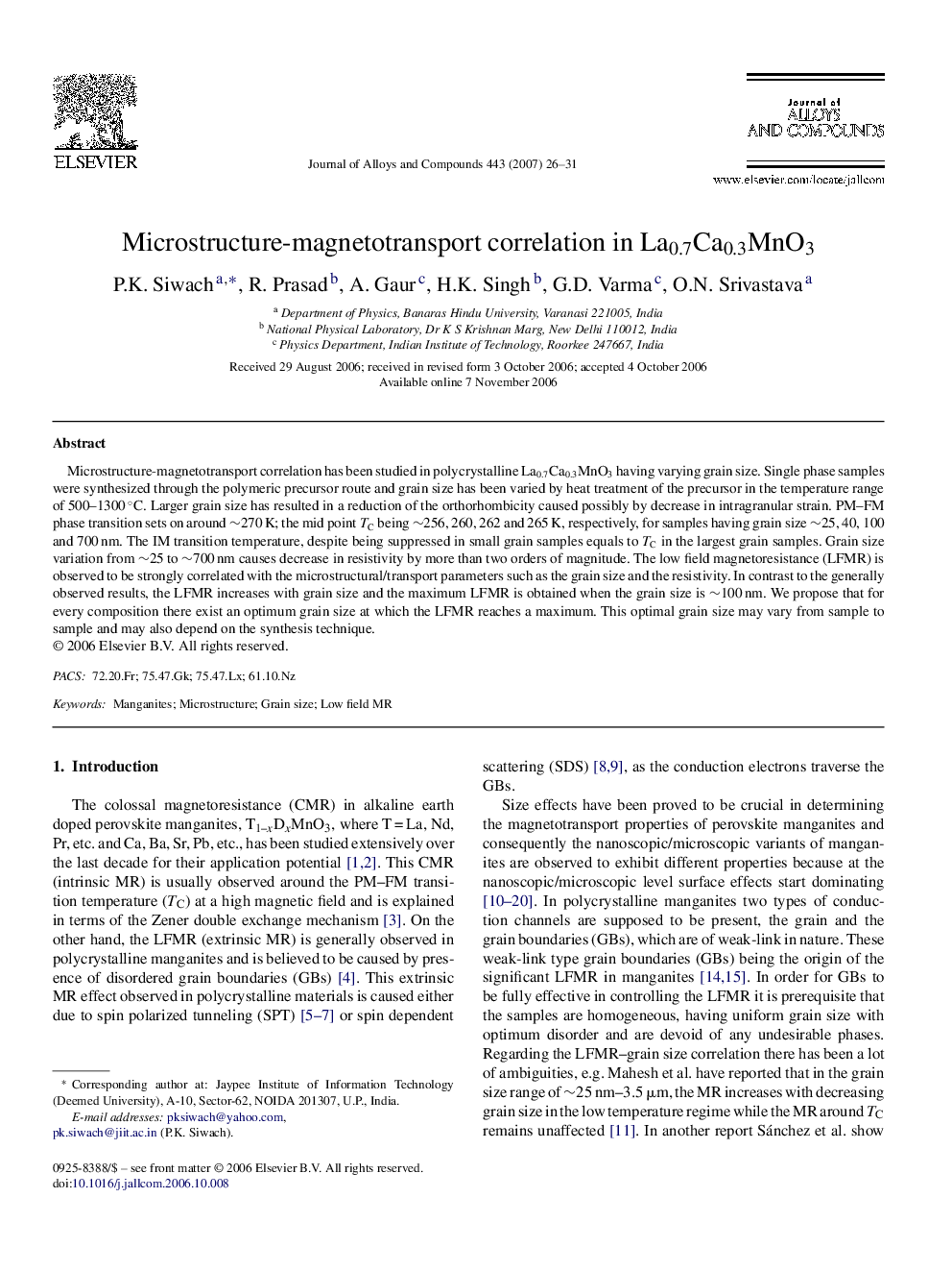 Microstructure-magnetotransport correlation in La0.7Ca0.3MnO3