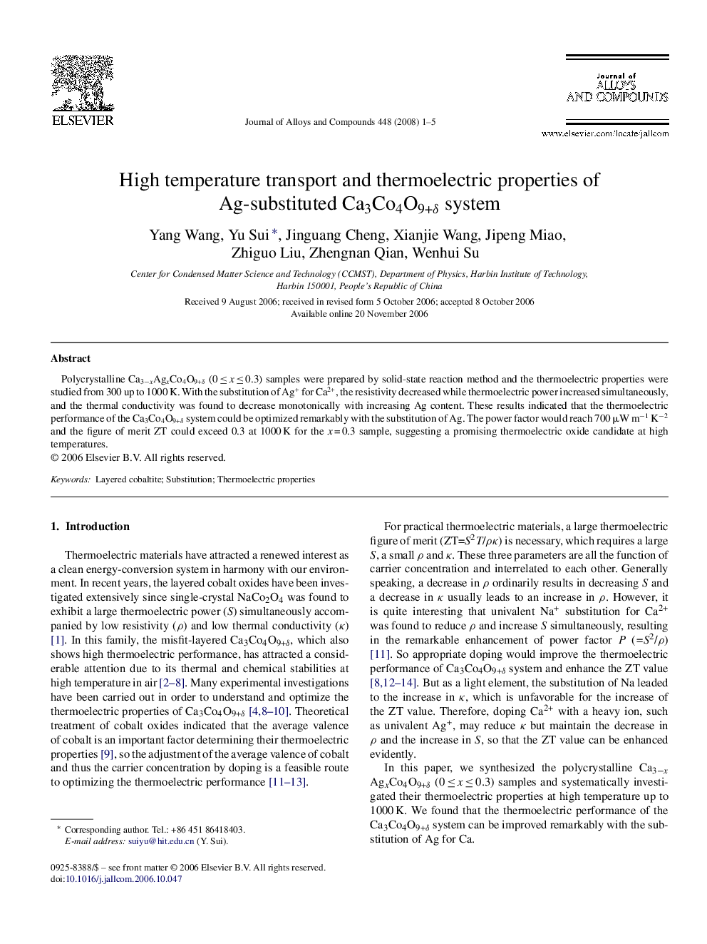 High temperature transport and thermoelectric properties of Ag-substituted Ca3Co4O9+δ system