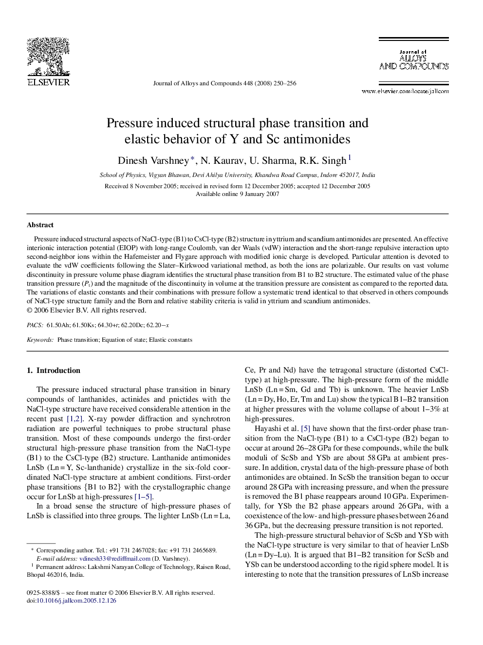 Pressure induced structural phase transition and elastic behavior of Y and Sc antimonides