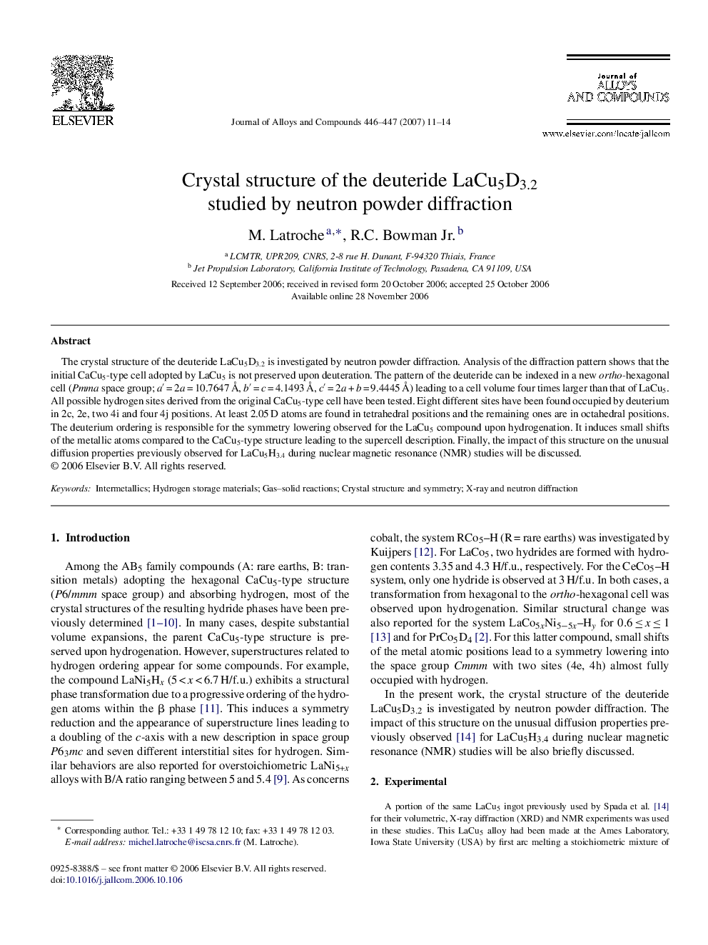 Crystal structure of the deuteride LaCu5D3.2 studied by neutron powder diffraction