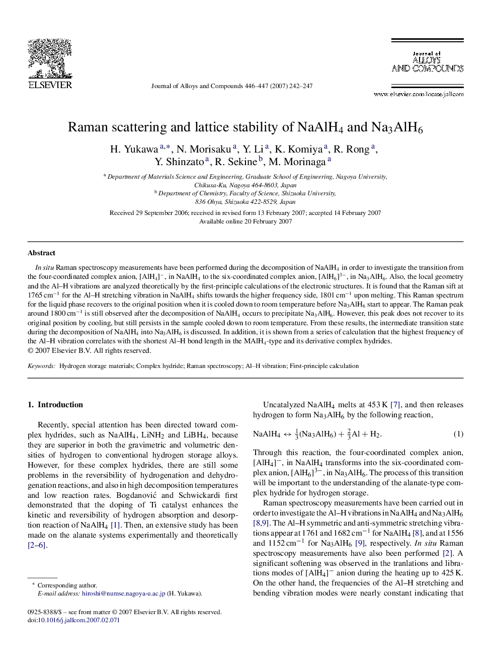 Raman scattering and lattice stability of NaAlH4 and Na3AlH6